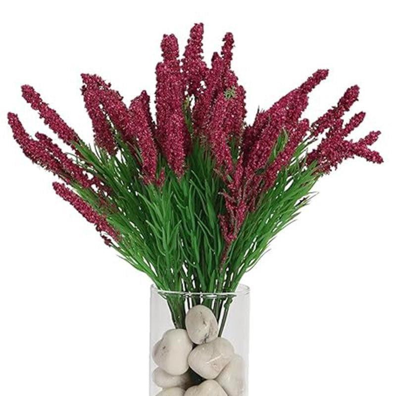 Buy Faux Hogla Millet Grass Bunch (Dark Purple) - Set Of Three Artificial Flowers from Vaaree