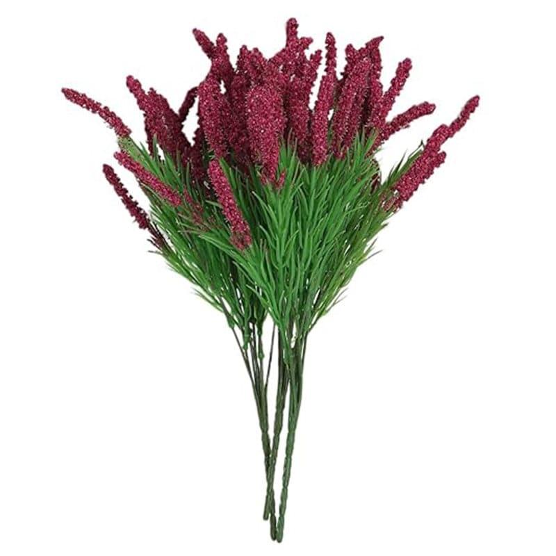 Buy Faux Hogla Millet Grass Bunch (Dark Purple) - Set Of Three Artificial Flowers from Vaaree