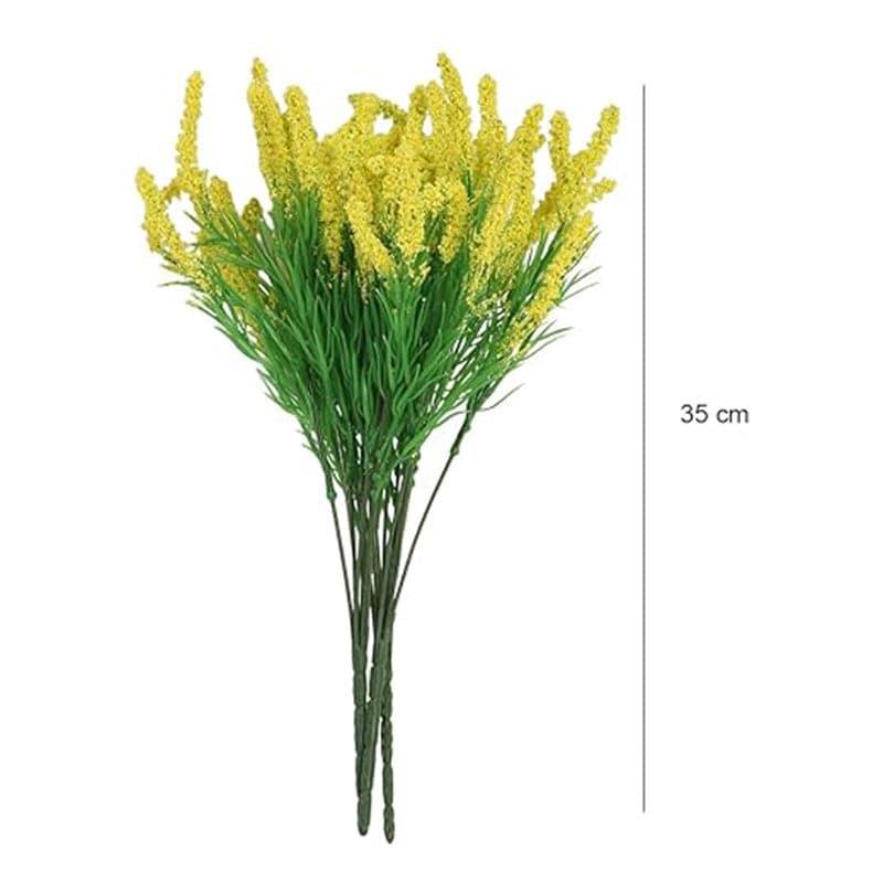 Buy Faux Hogla Millet Grass Bunch (Dark Yellow) - Set Of Three Artificial Flowers from Vaaree