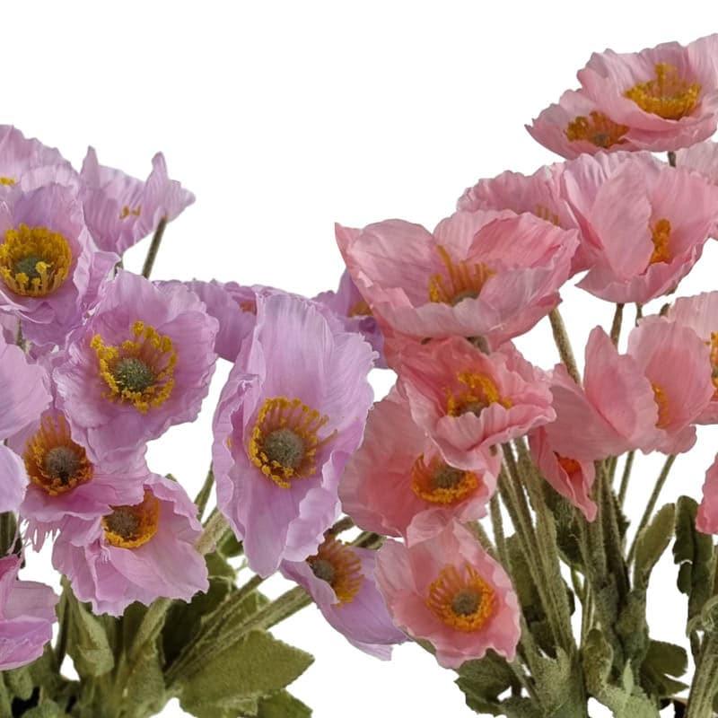 Artificial Flowers - Faux Iceland Poppy Floral Bunch (Pink)- Set Of Four