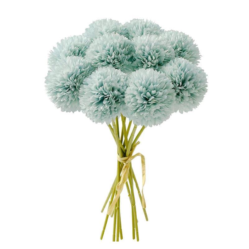 Artificial Flowers - Faux Ja Dank Chrysanthemum Bunch (Blue) - Set Of Six