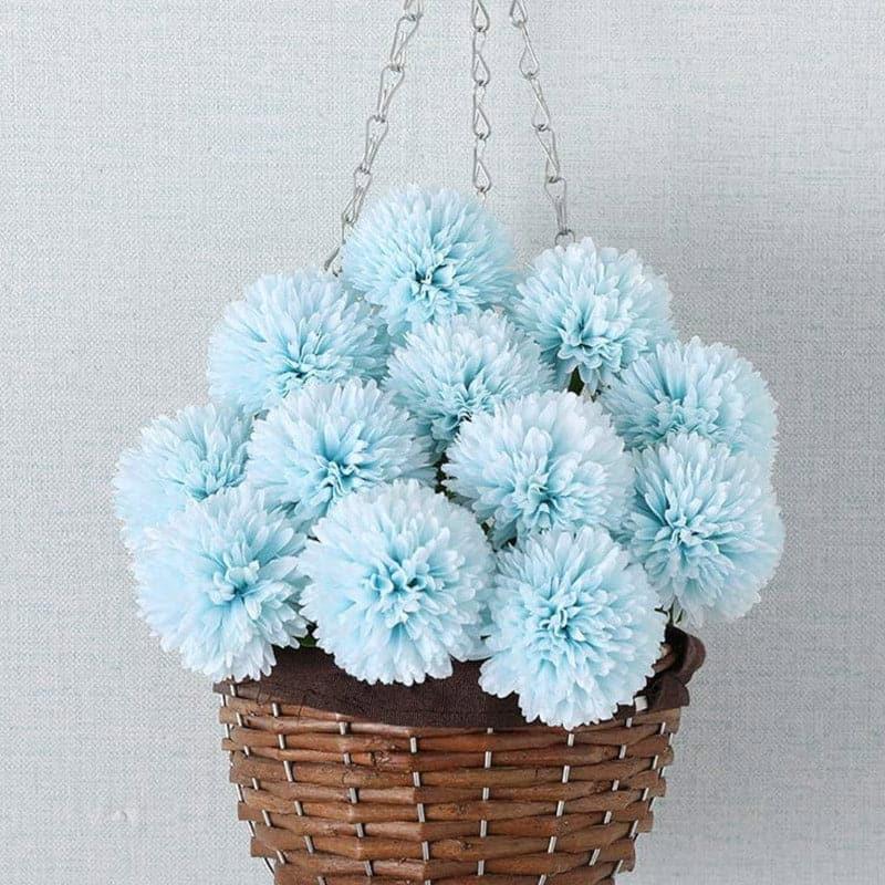 Buy Faux Ja Dank Chrysanthemum Bunch (Blue) - Set Of Six Artificial Flowers from Vaaree