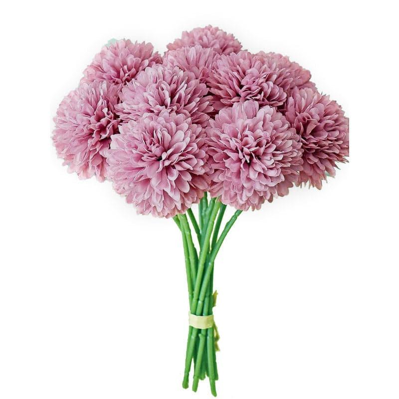Artificial Flowers - Faux Ja Dank Chrysanthemum Bunch (Pink) - Set Of Six