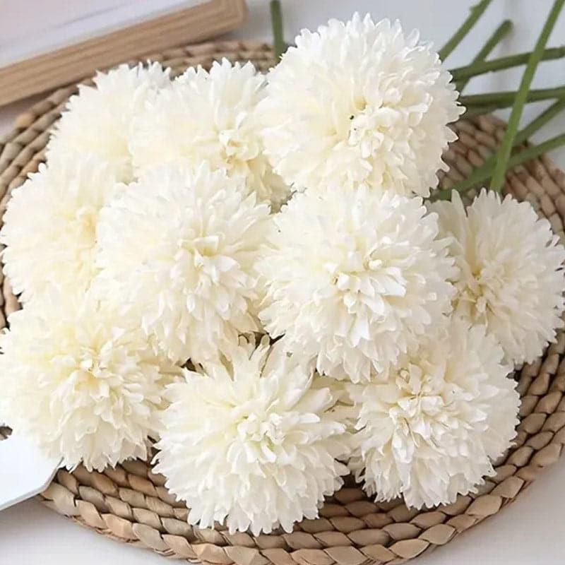 Buy Faux Ja Dank Chrysanthemum Bunch (White) - Set Of Six Artificial Flowers from Vaaree