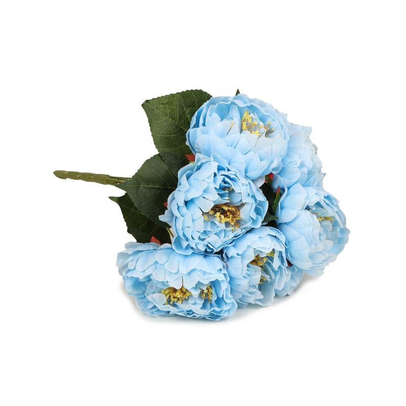 Artificial Flowers - Faux Kansas Peony Bunch - Blue