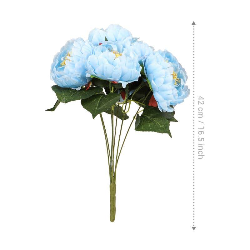 Artificial Flowers - Faux Kansas Peony Bunch - Blue