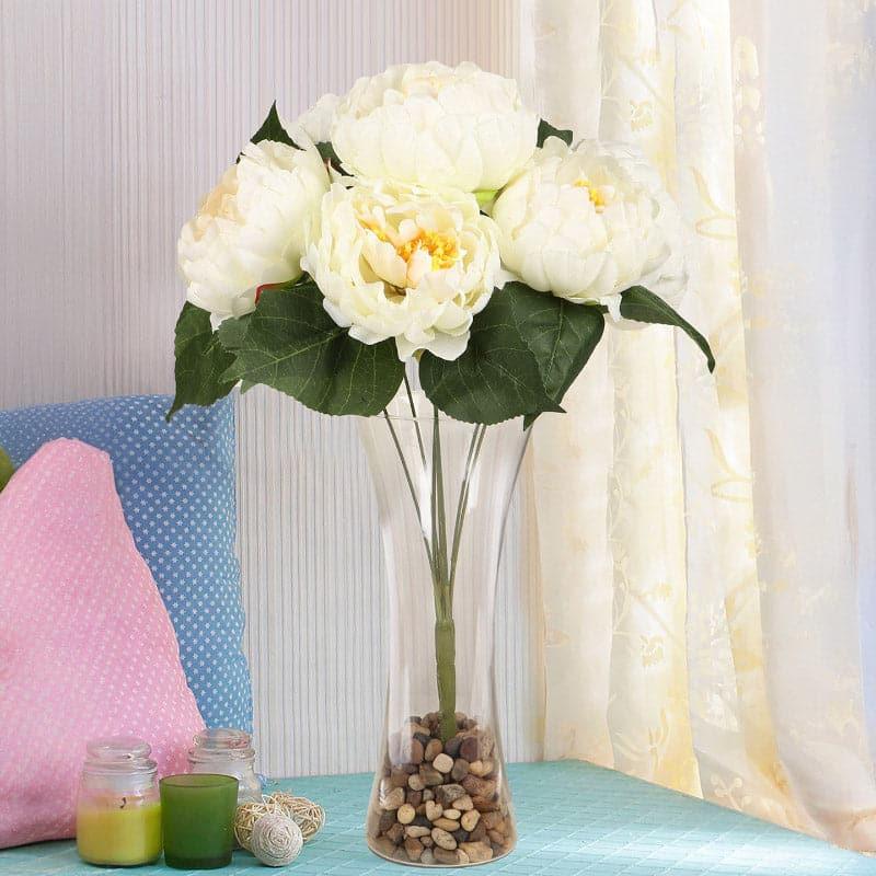 Buy Faux Kansas Peony Bunch - Off White Artificial Flowers from Vaaree