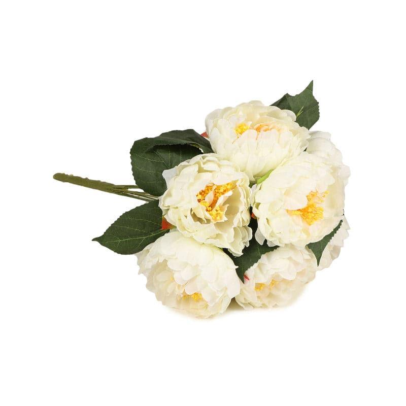 Artificial Flowers - Faux Kansas Peony Bunch - Off White