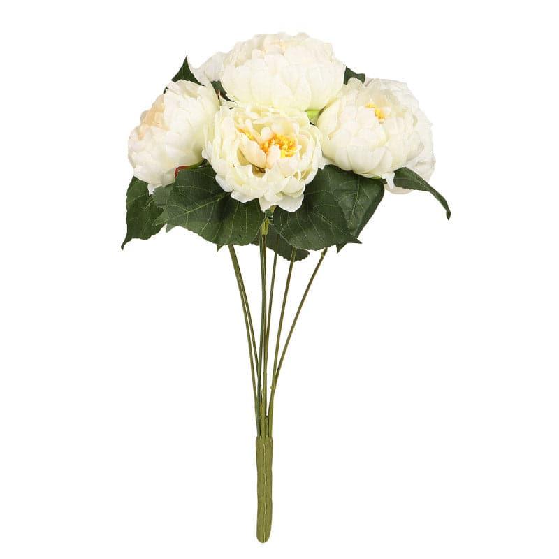 Buy Faux Kansas Peony Bunch - Off White Artificial Flowers from Vaaree