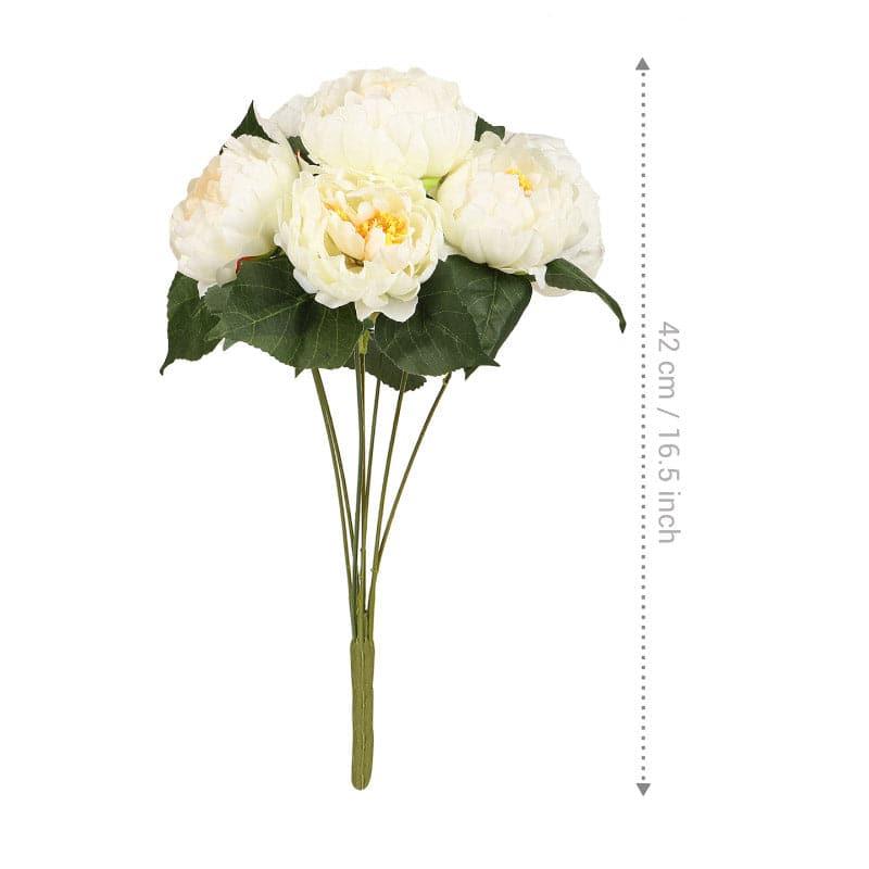 Artificial Flowers - Faux Kansas Peony Bunch - Off White
