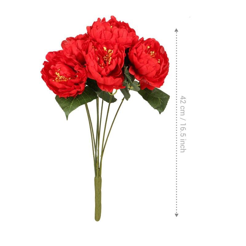 Buy Faux Kansas Peony Bunch - Red Artificial Flowers from Vaaree