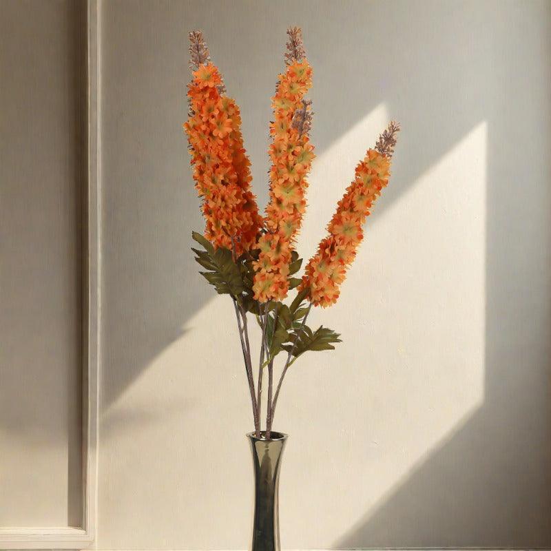 Buy Faux Larkspurs Lily Bloom Bunch (Orange) - Set Of Three Artificial Flowers from Vaaree