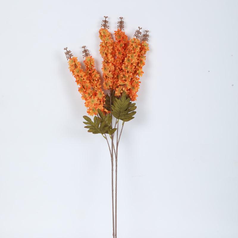 Buy Faux Larkspurs Lily Bloom Bunch (Orange) - Set Of Three Artificial Flowers from Vaaree