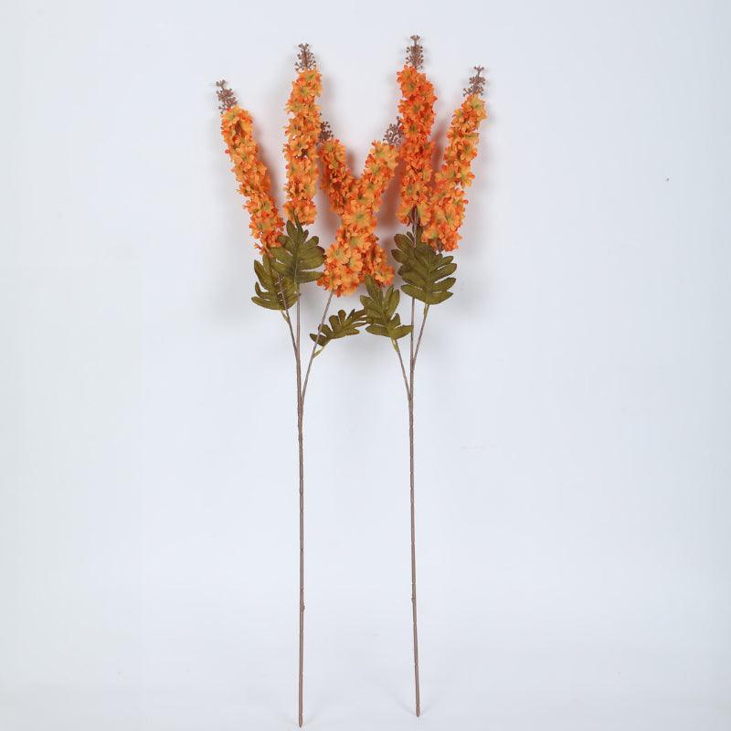 Artificial Flowers - Faux Larkspurs Bloom Bunch (Orange) - Set Of Three