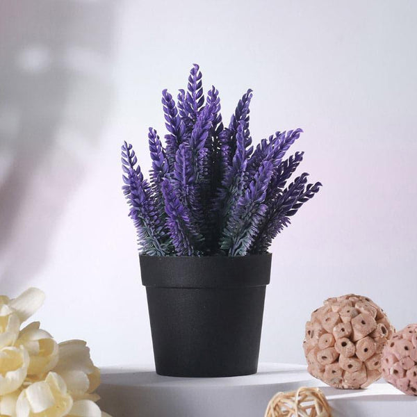 Artificial Flowers - Faux Lavender Plant In Pot -Violet