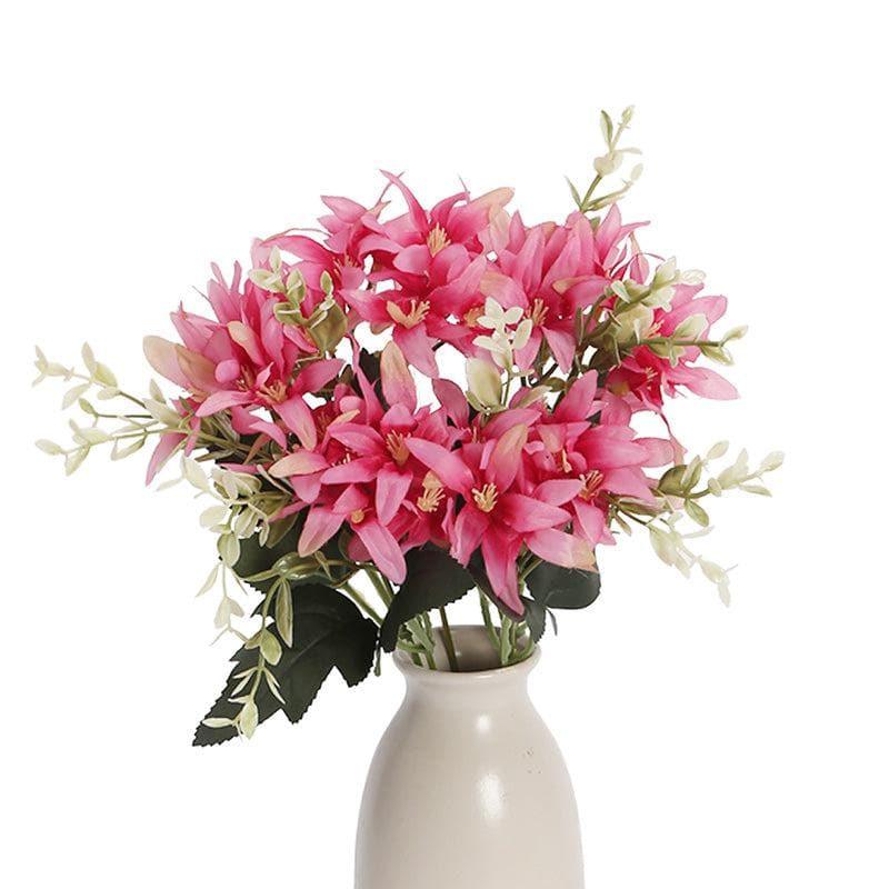Artificial Flowers - Faux Lily Bunch (Pink) - Set Of Two