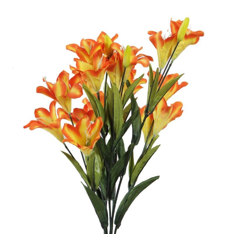 Artificial Flowers - Faux Lily Flower Bunch - Orange