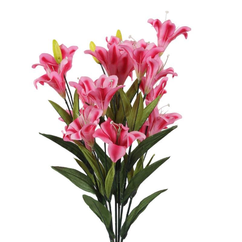 Artificial Flowers - Faux Lily Flower Bunch - Pink