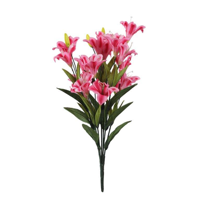 Artificial Flowers - Faux Lily Flower Bunch - Pink