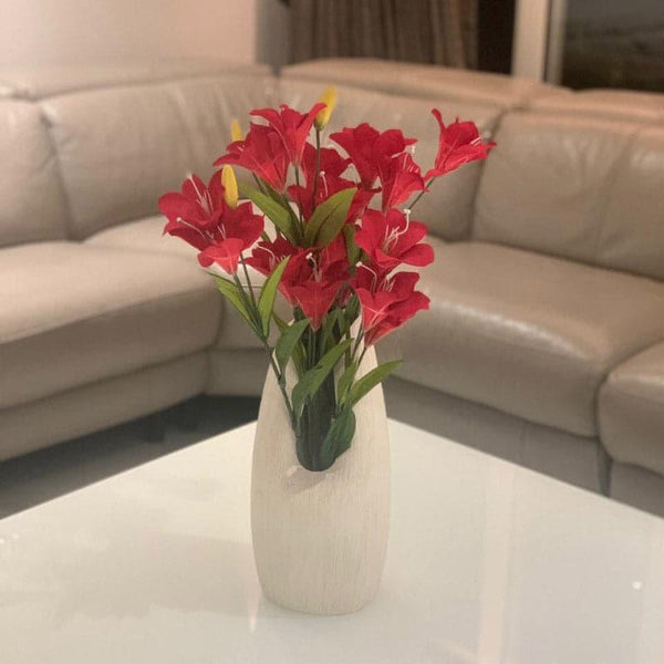 Artificial Flowers - Faux Lily Flower Bunch - Red