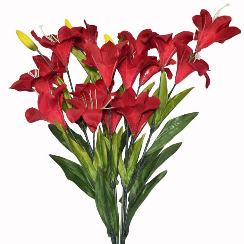 Buy Faux Lily Flower Bunch - Red Artificial Flowers from Vaaree