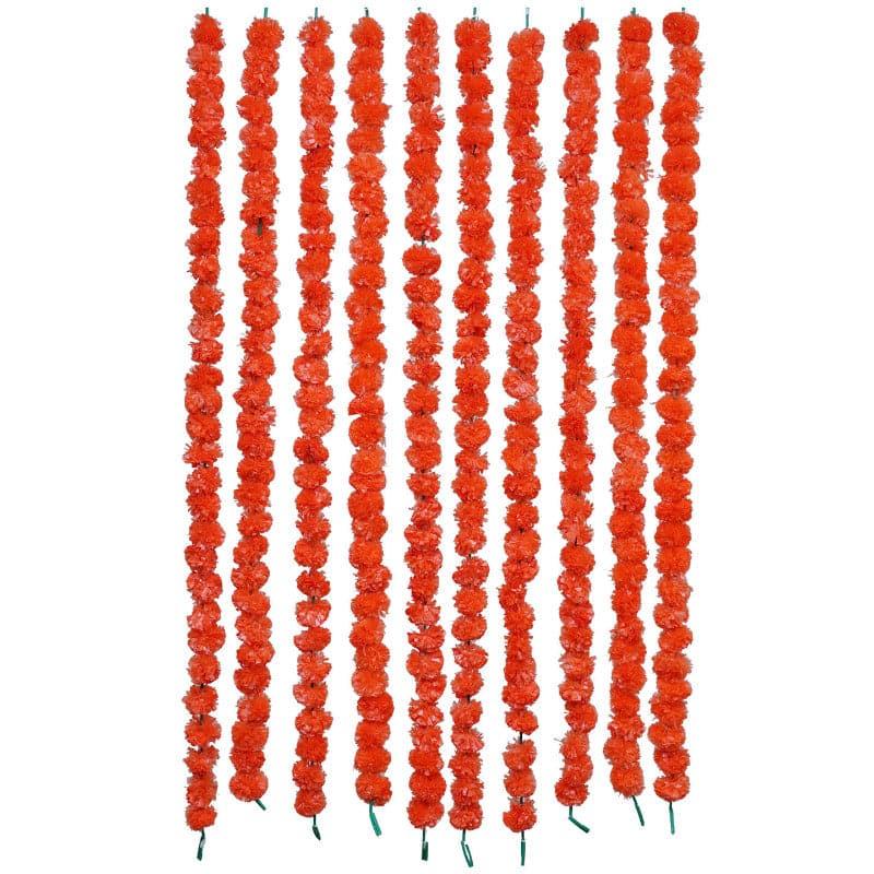 Buy Faux Marigold Decorative Toran (Orange) - Set Of Ten Artificial Flowers from Vaaree