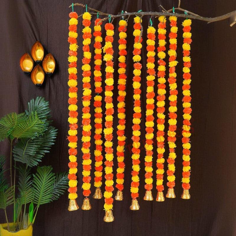 Buy Faux Marigold Decorative Toran - Set Of Ten Artificial Flowers from Vaaree