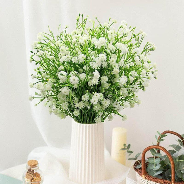 Artificial Flowers - Faux Millet Flower Bunch - White