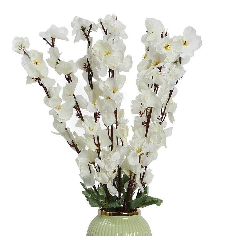 Buy Faux Peach Cherry Blossom Floral Bunch (White) - Set Of Two Artificial Flowers from Vaaree