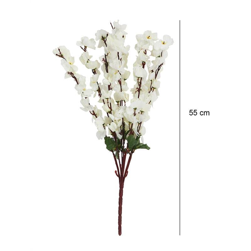 Artificial Flowers - Faux Peach Blosson Floral Bunch (White) - Set Of Two