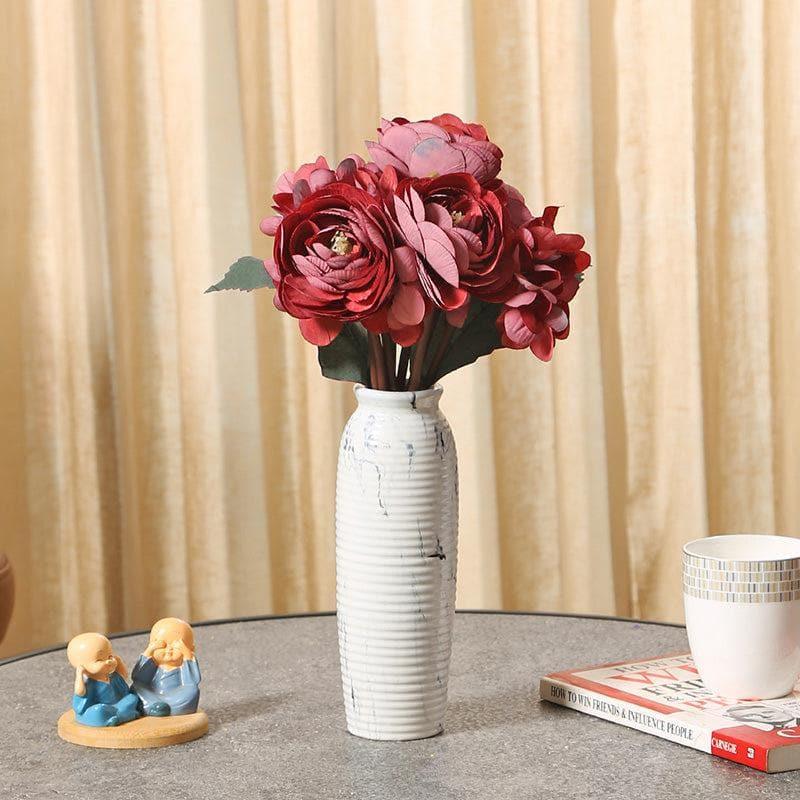 Buy Faux Peonia Floral Bunch - Maroon Artificial Flowers from Vaaree