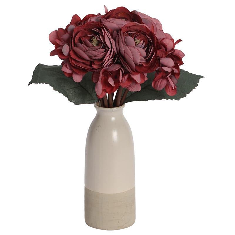 Buy Faux Peonia Floral Bunch - Maroon Artificial Flowers from Vaaree