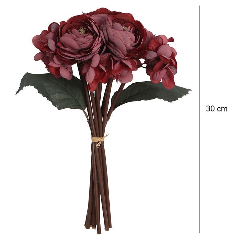 Buy Faux Peonia Floral Bunch - Maroon Artificial Flowers from Vaaree