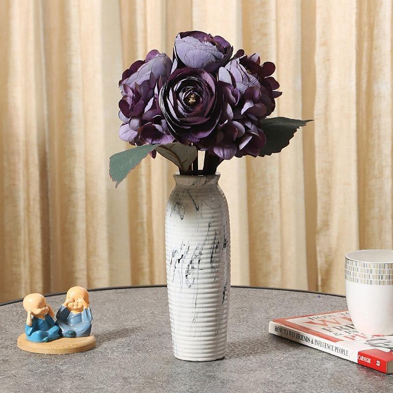 Artificial Flowers - Faux Peonia Floral Bunch - Purple