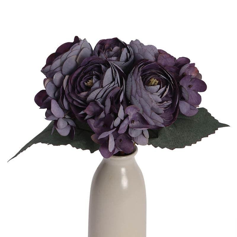 Artificial Flowers - Faux Peonia Floral Bunch - Purple