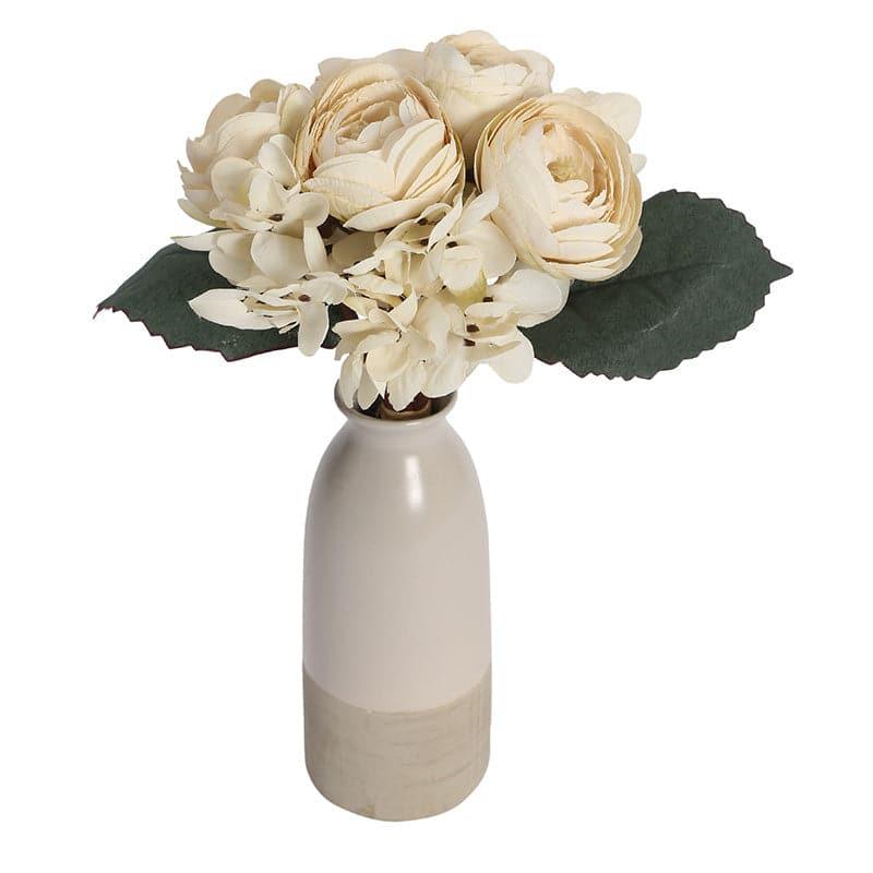 Artificial Flowers - Faux Peonia Floral Bunch - White