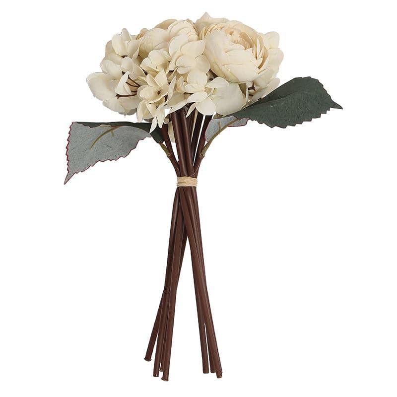 Buy Faux Peonia Floral Bunch - White Artificial Flowers from Vaaree