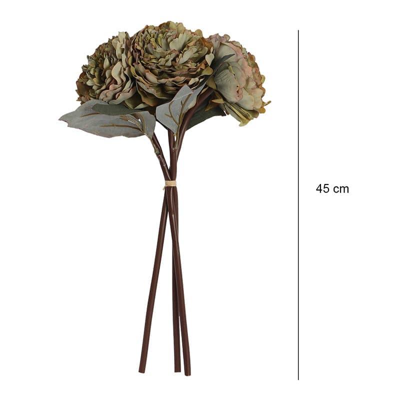 Artificial Flowers - Faux Peony Floral Bunch - Brown