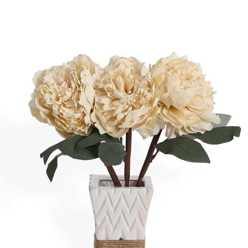 Buy Faux Peony Floral Bunch - Ivory Artificial Flowers from Vaaree