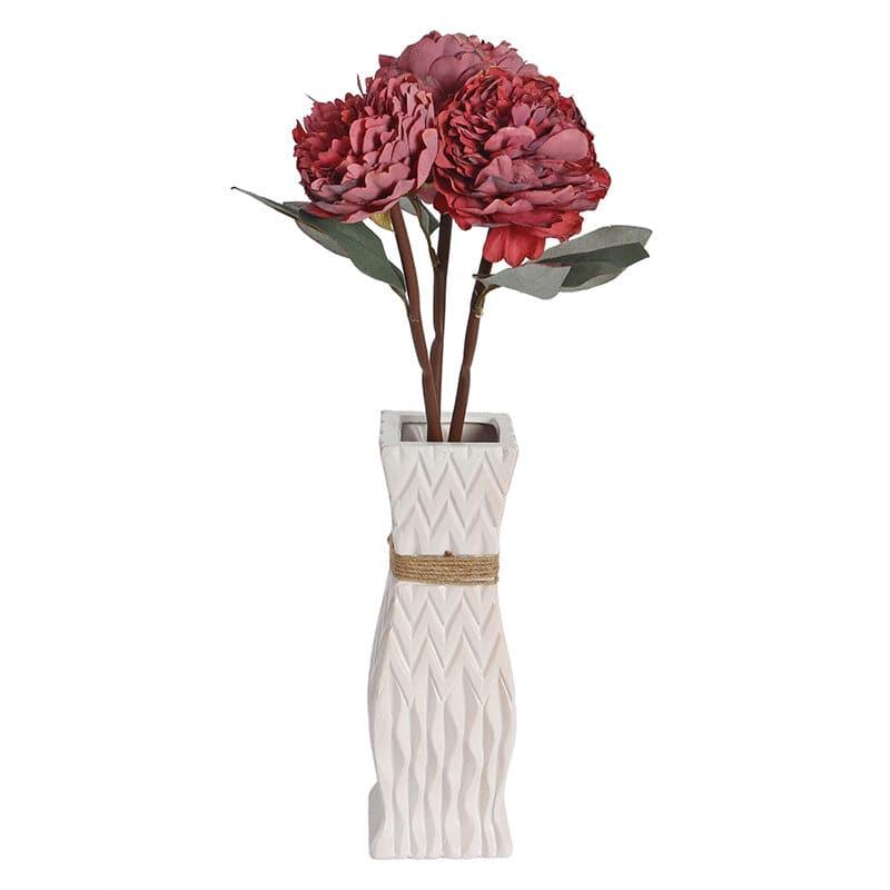 Artificial Flowers - Faux Peony Floral Bunch - Maroon