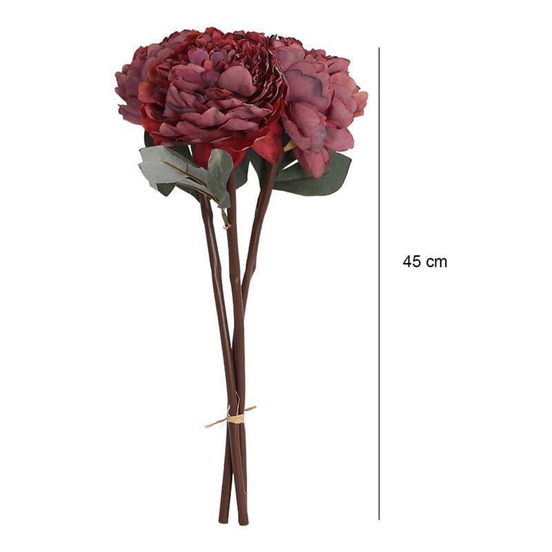 Artificial Flowers - Faux Peony Floral Bunch - Maroon