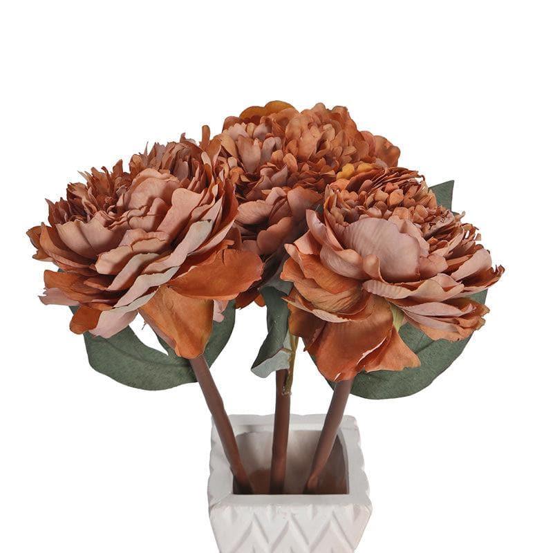 Buy Faux Peony Floral Bunch - Orange Artificial Flowers from Vaaree