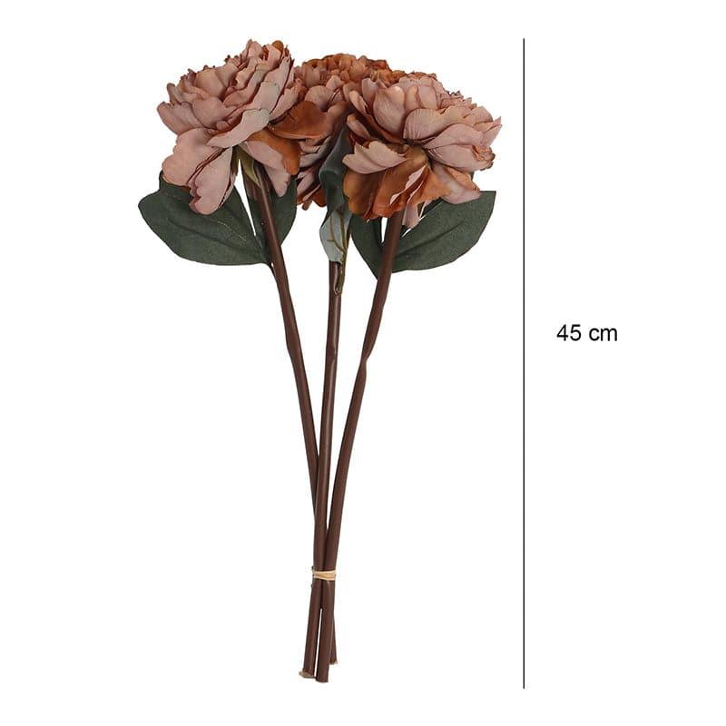 Artificial Flowers - Faux Peony Floral Bunch - Orange