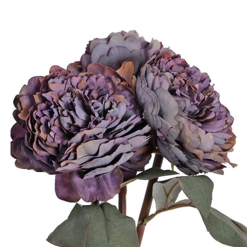 Artificial Flowers - Faux Peony Floral Bunch - Purple