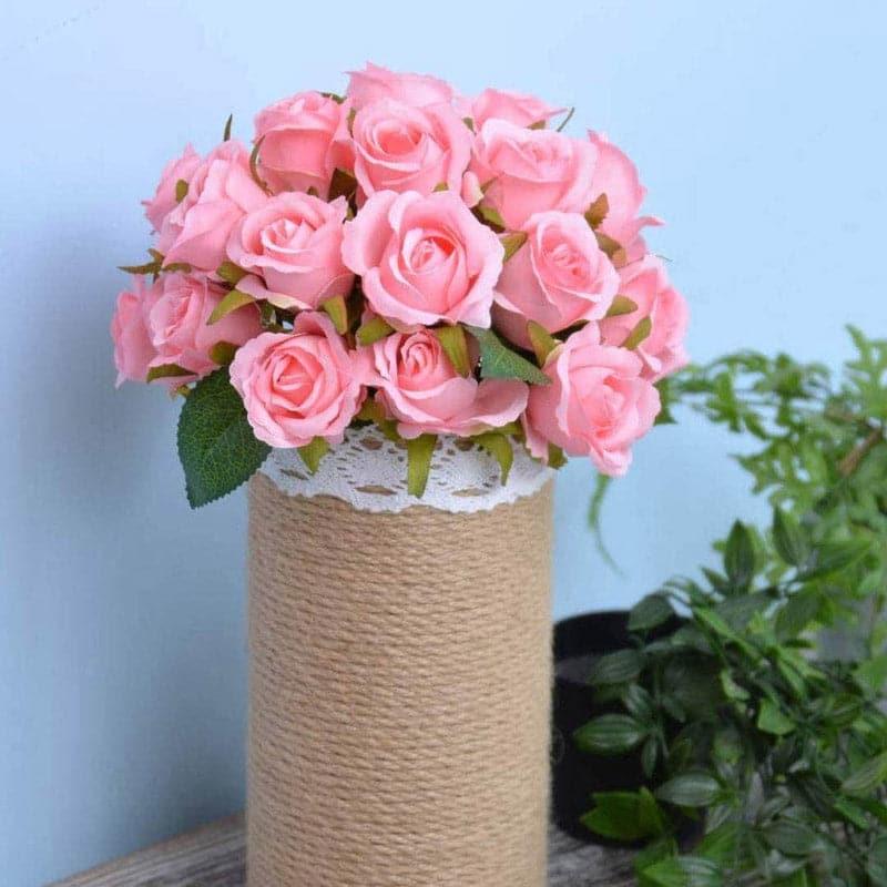 Artificial Flowers - Faux Polyantha Rose Bunch (Pink) - Set Of Twelve