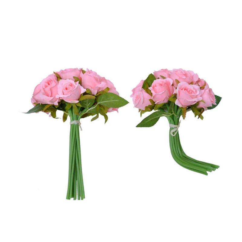 Artificial Flowers - Faux Polyantha Rose Bunch (Pink) - Set Of Twelve