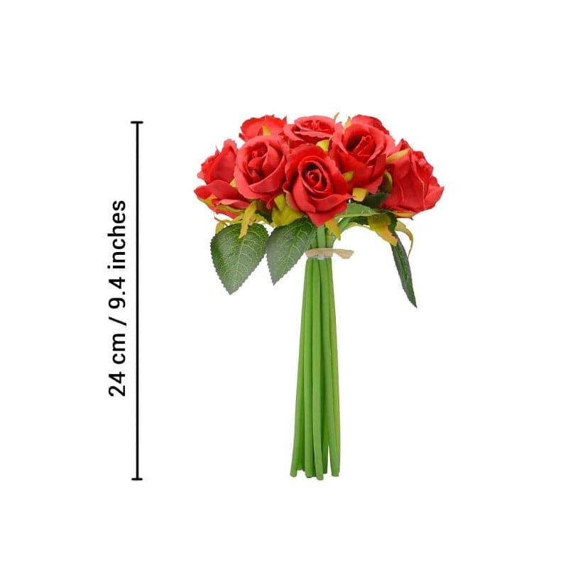 Artificial Flowers - Faux Polyantha Rose Bunch (Red) - Set Of Twelve
