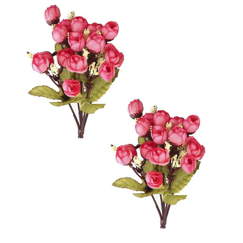 Artificial Flowers - Faux Rose Floral Stick - Dark Pink