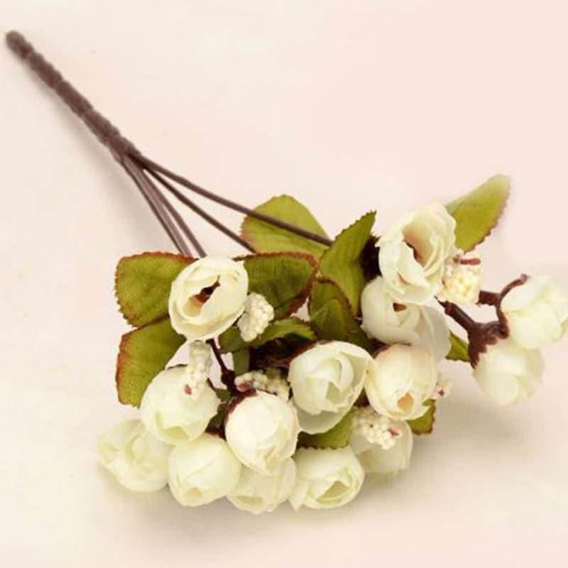Artificial Flowers - Faux Rose Floral Stick - Ivory