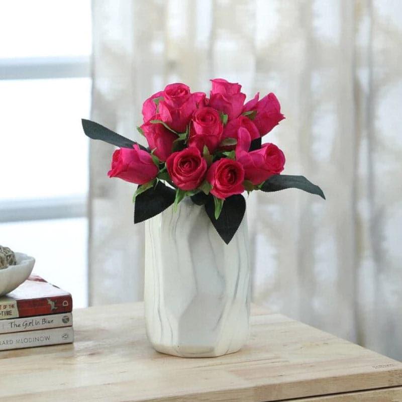 Buy Faux Rose Flower Bunch - Dark Pink Artificial Flowers from Vaaree